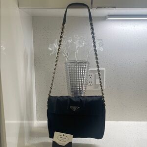 Prada Black and Gold Chain Shoulder Bag